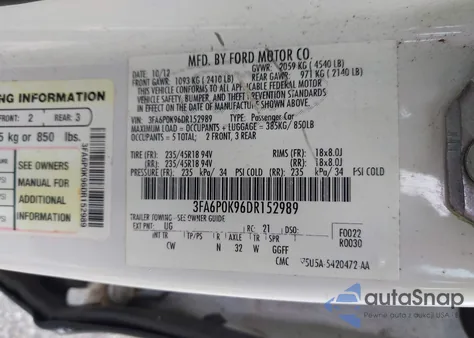 2013 Ford Fusion Titanium из США, поврежденный, VIN 3FA6P0K96DR152989